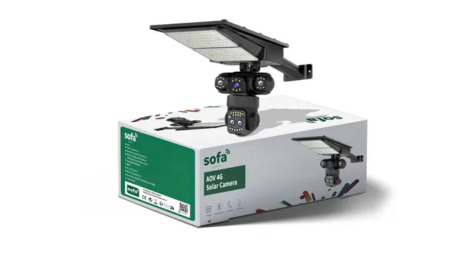 Caméra de Surveillance 4G Solaire Triple Objectif 2K AOV avec Projecteur LED 450W